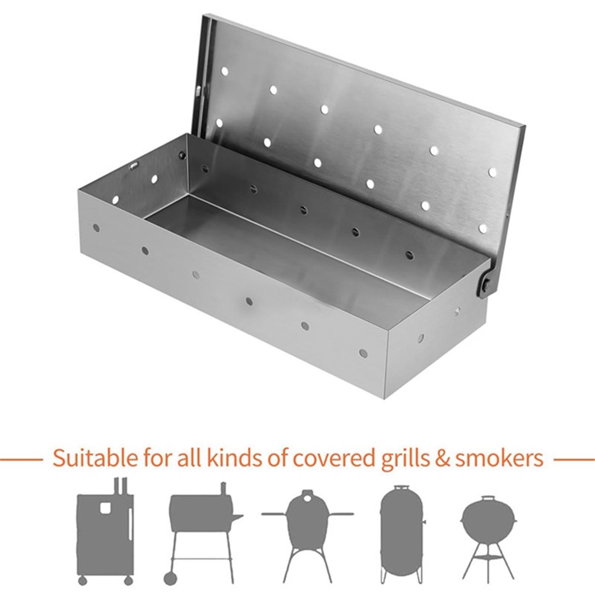 Smoker Box Wood Chip - A72P Stainless Steel BBQ Smoker Box