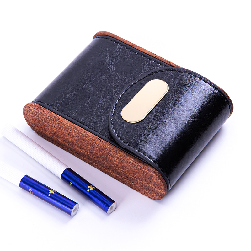 Solid Wood Vintage Leather Cig - đánh giá và giá Smoker Box Wood Chip