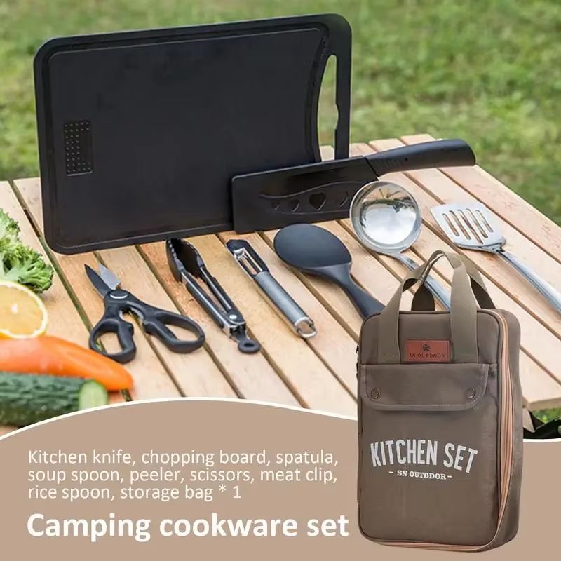 8pcs Camping Kitchen Cookware  - đánh giá và giá Home Cooking Utensil Set