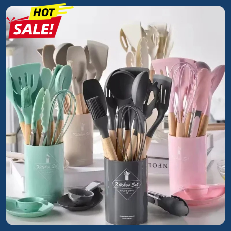 12Pcs Silicone Utensils Set No - đánh giá và giá Home Cooking Utensil Set