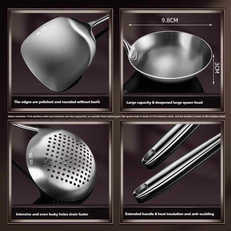 Food Stainless Steel Wok Spatu - đánh giá và giá Home Cooking Utensil Set